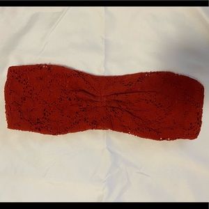Red lace bandue swim top
